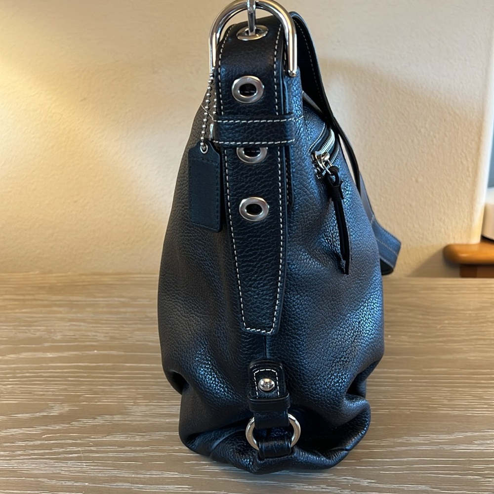 Coach Black Leather Shoulder Bag with Silver Hardware - Picture 5 of 11